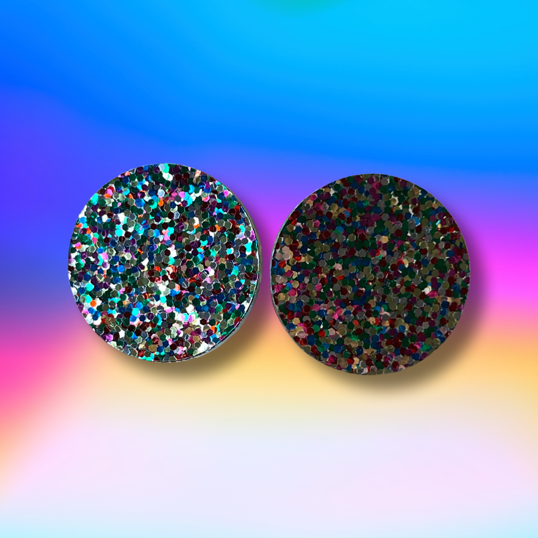 Gold Rainbow  Glitter Statement Studs