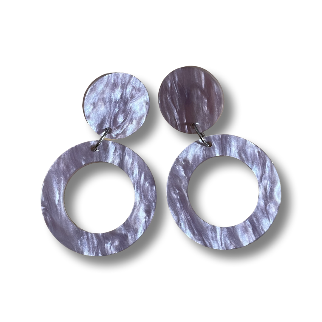 Lavender Marble swirl mineral Dangles