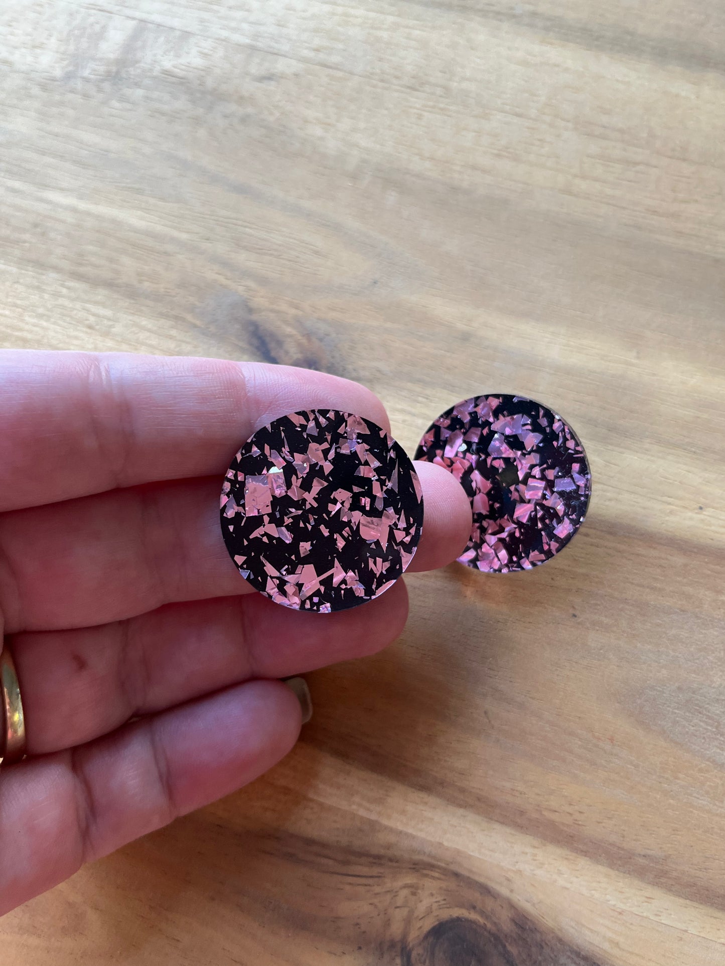 Light Pink Foil Statement Studs