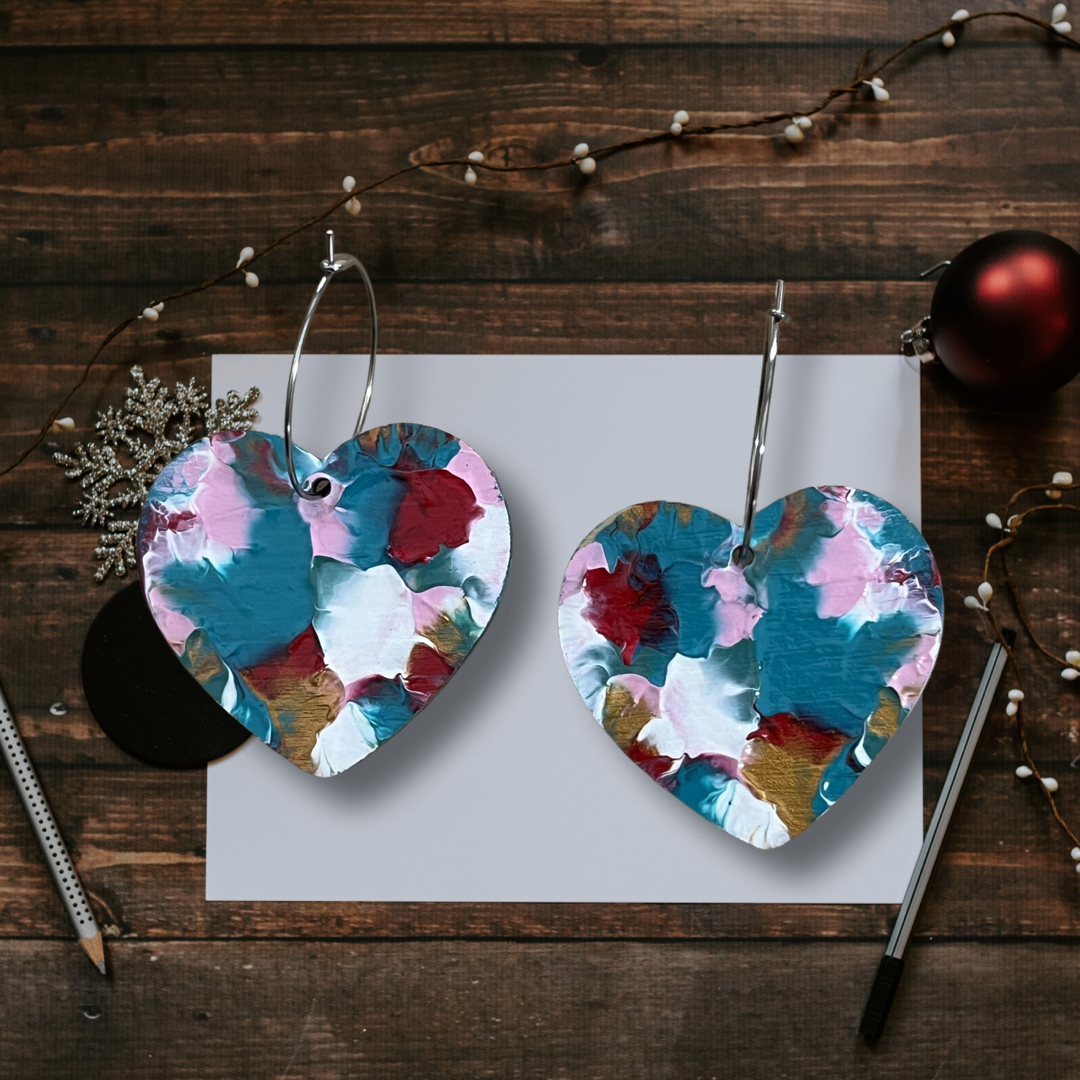 Arty Love Heart Hoops