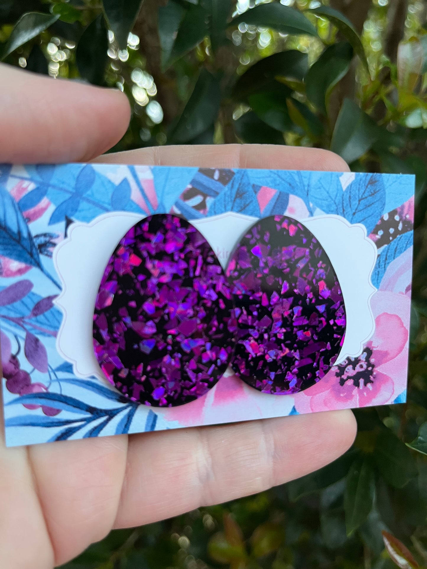 Purple Holographic acrylic Statement Studs