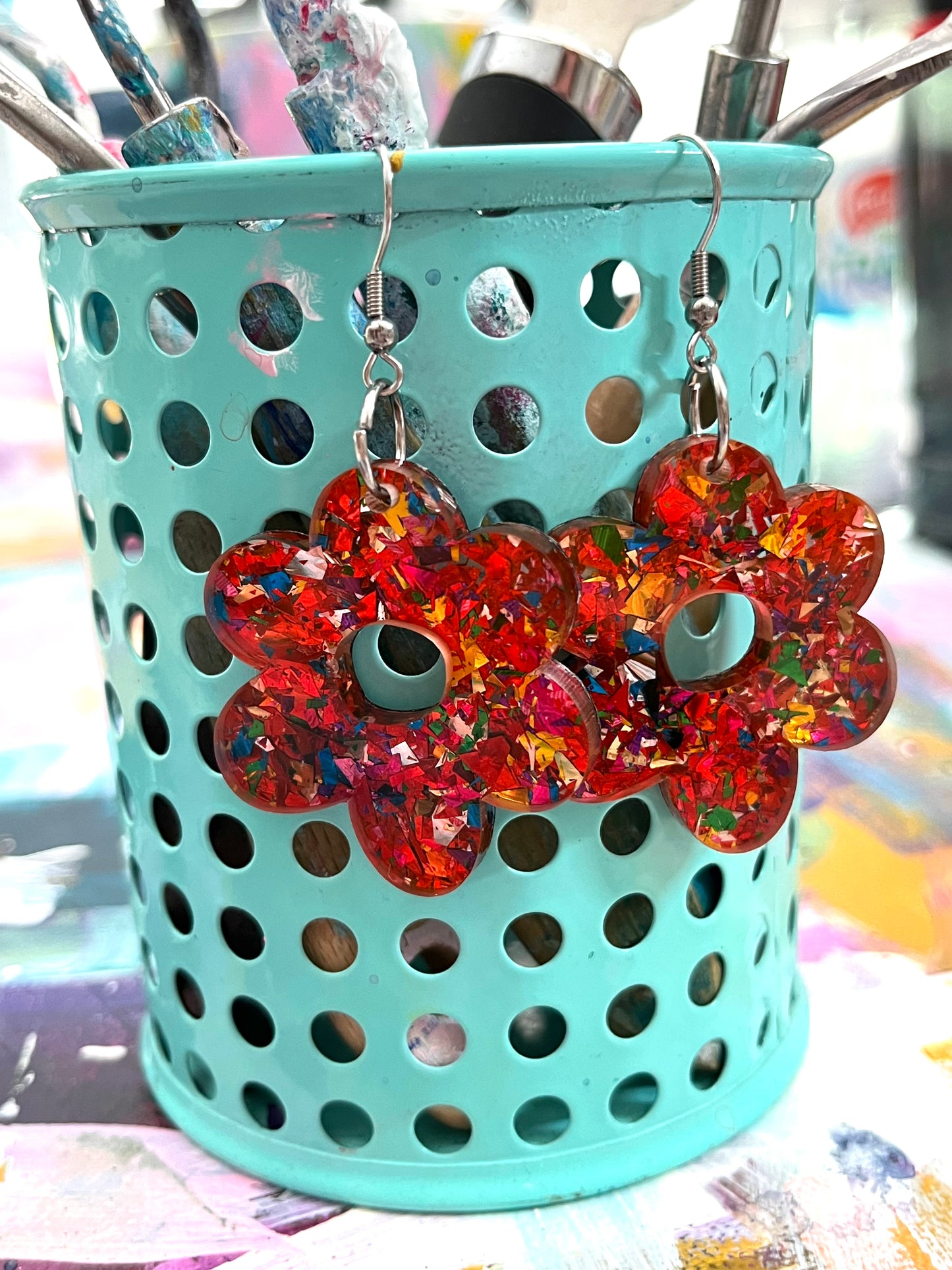 Clown Foil Holographic Flower Hooks