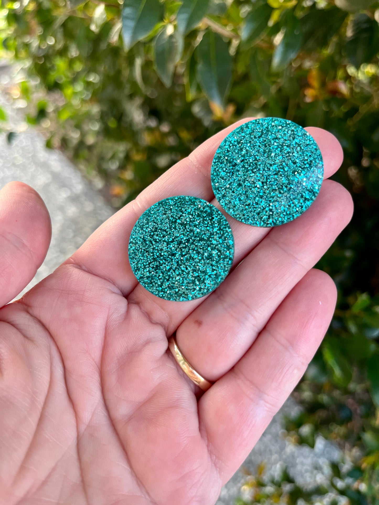 Glitter Teal/Aqua Statement Studs