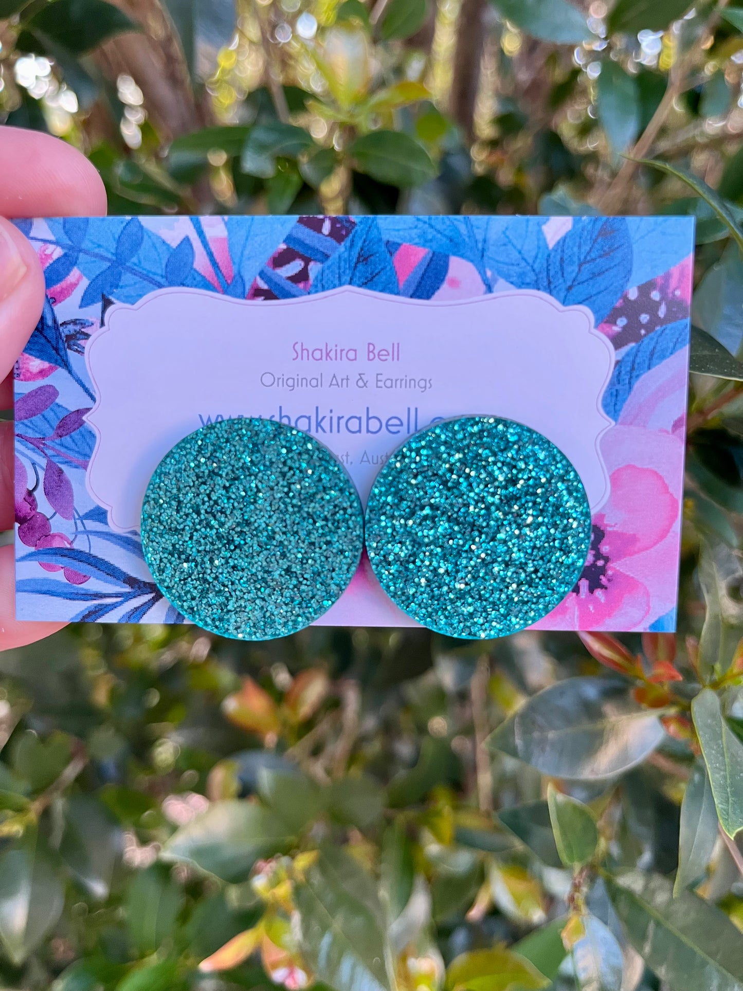 Glitter Teal/Aqua Statement Studs