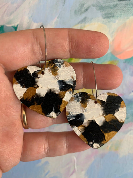 Arty Love Heart Hoops