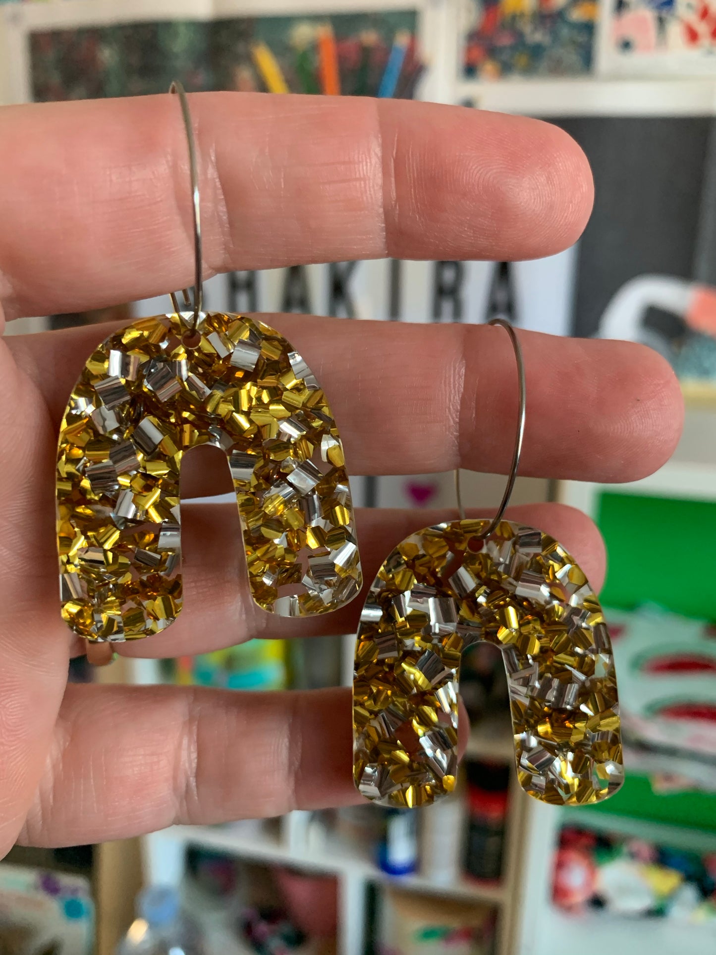 Silver and Gold Arch Hoops