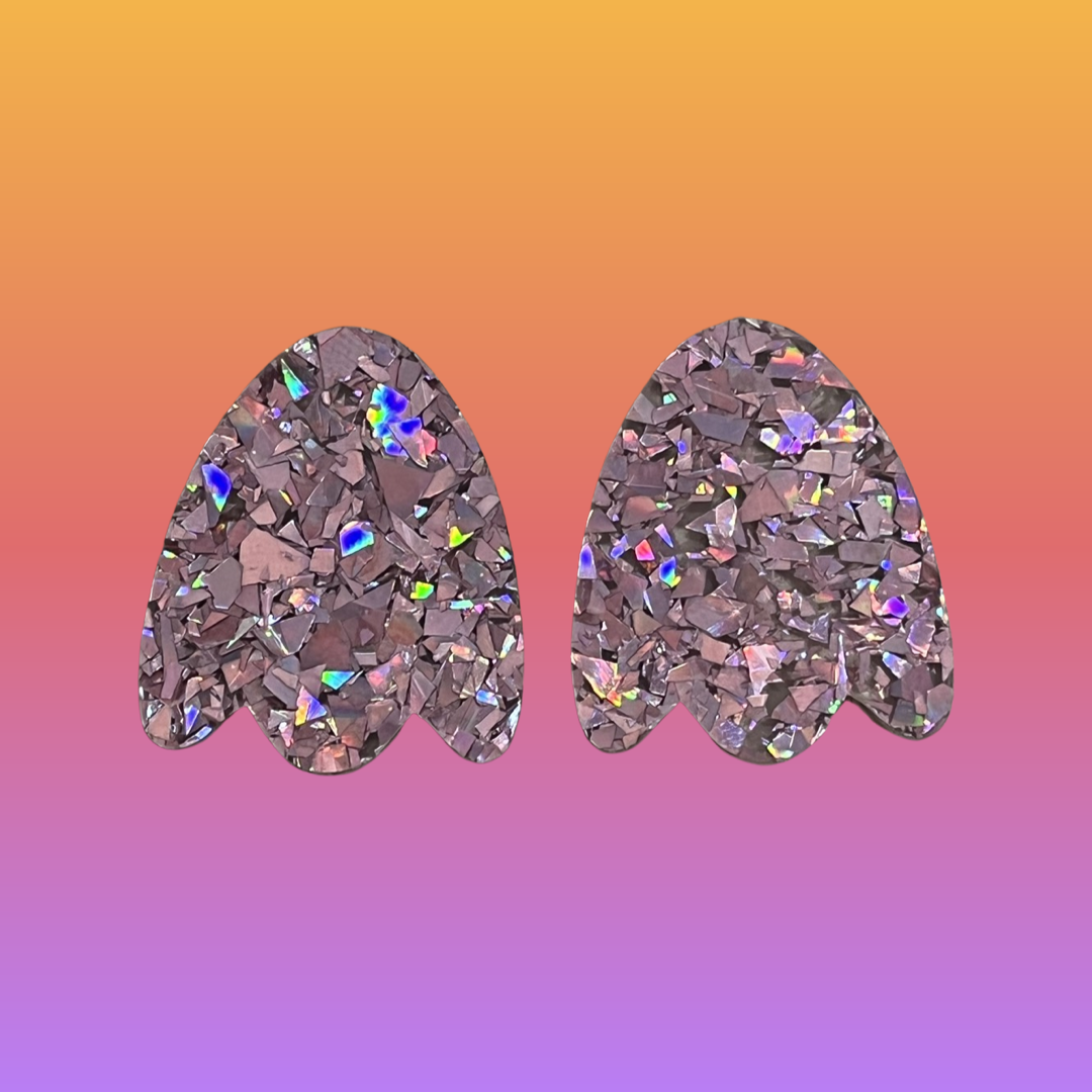 Pink Holographic acrylic Statement Studs