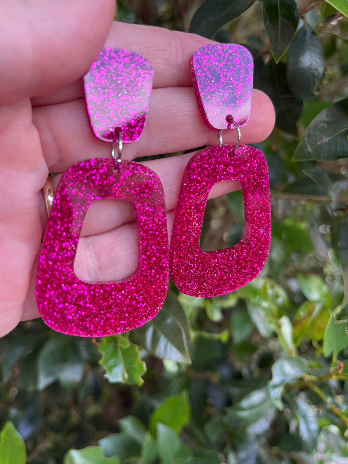 Hot Pink Glitter Dangles
