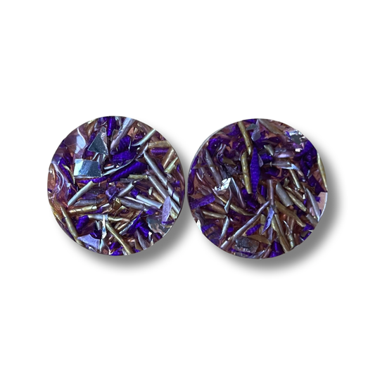Golden Lavender Foiled Statement Studs
