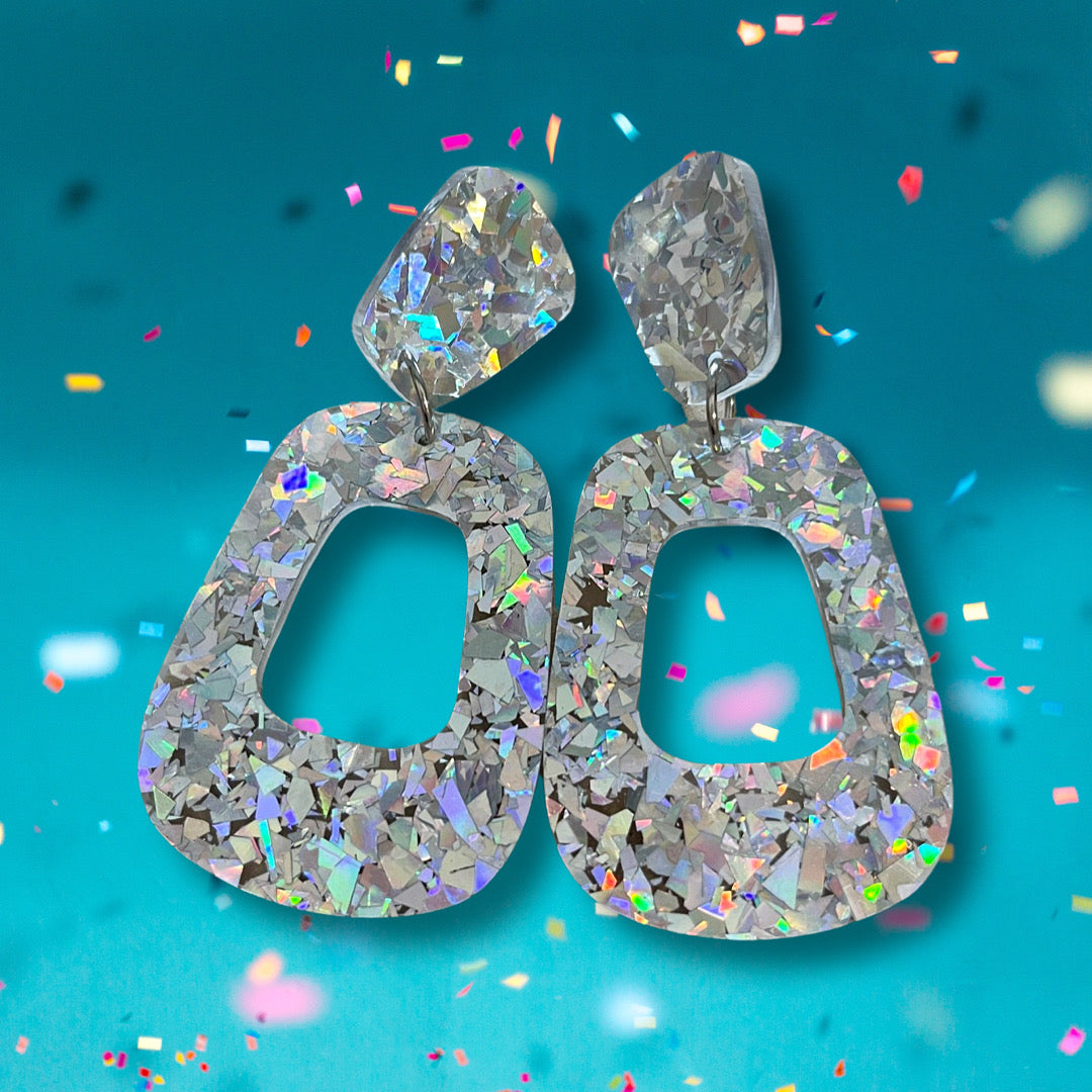 Silver Holographic Dangles