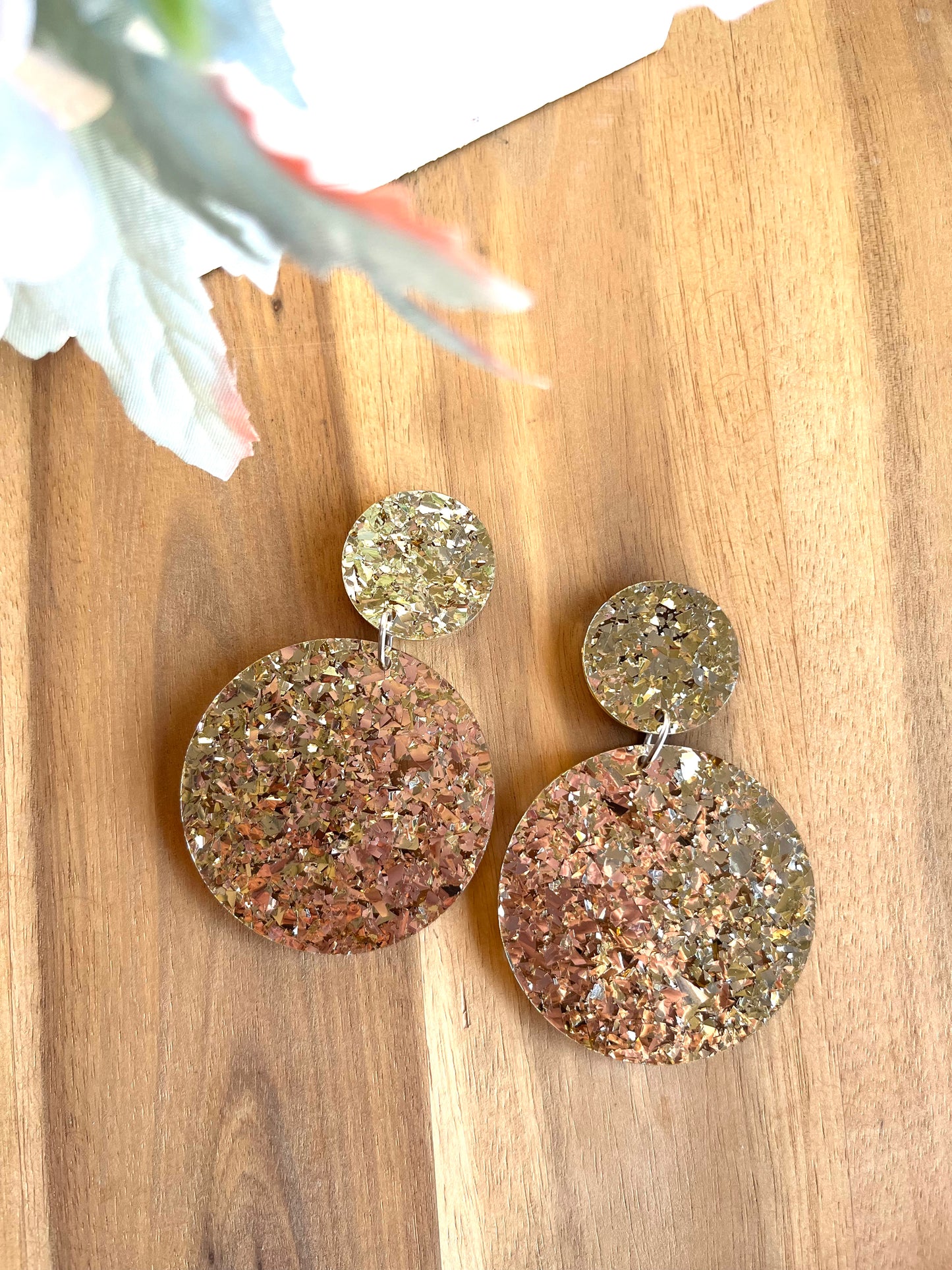 Gold Glittery Foil Dangles