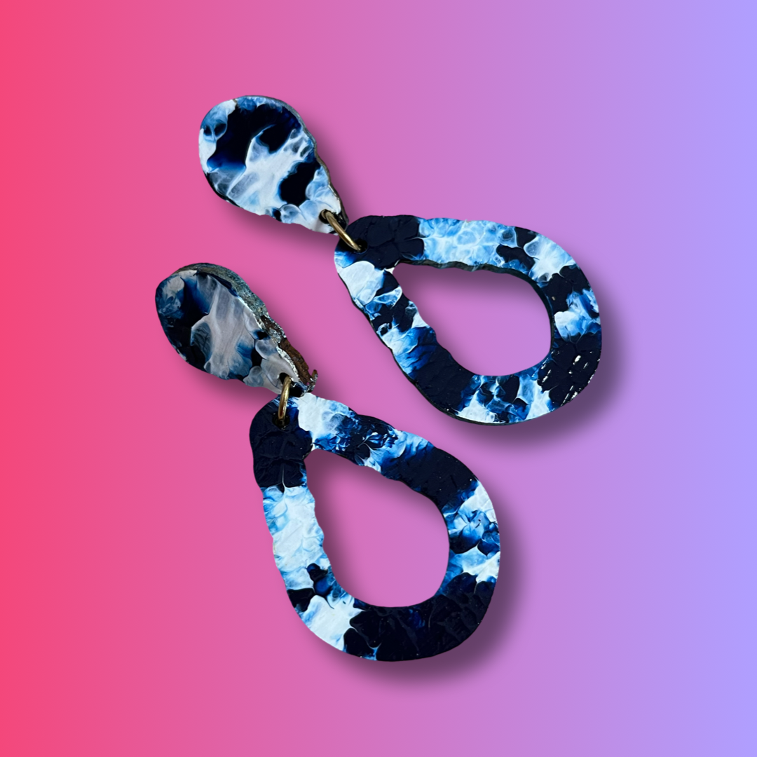 Blue n White Dangle Earrings