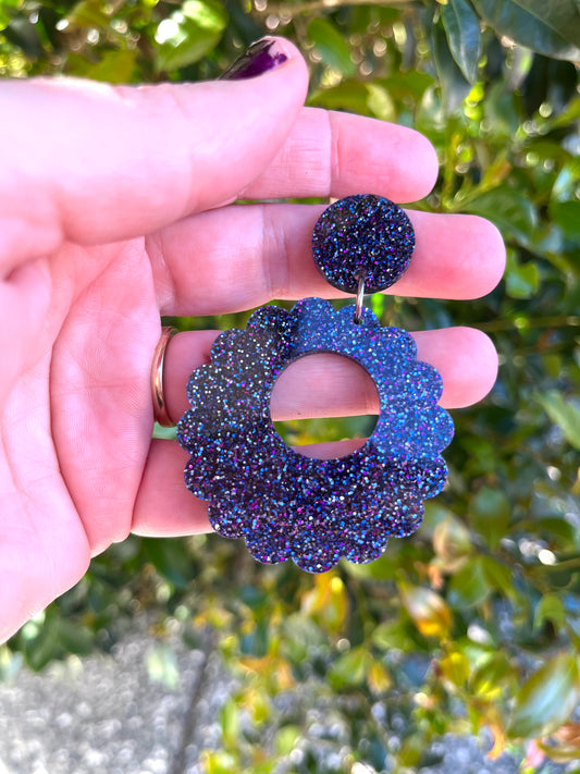 Dark Purple mixed glitter Dangles