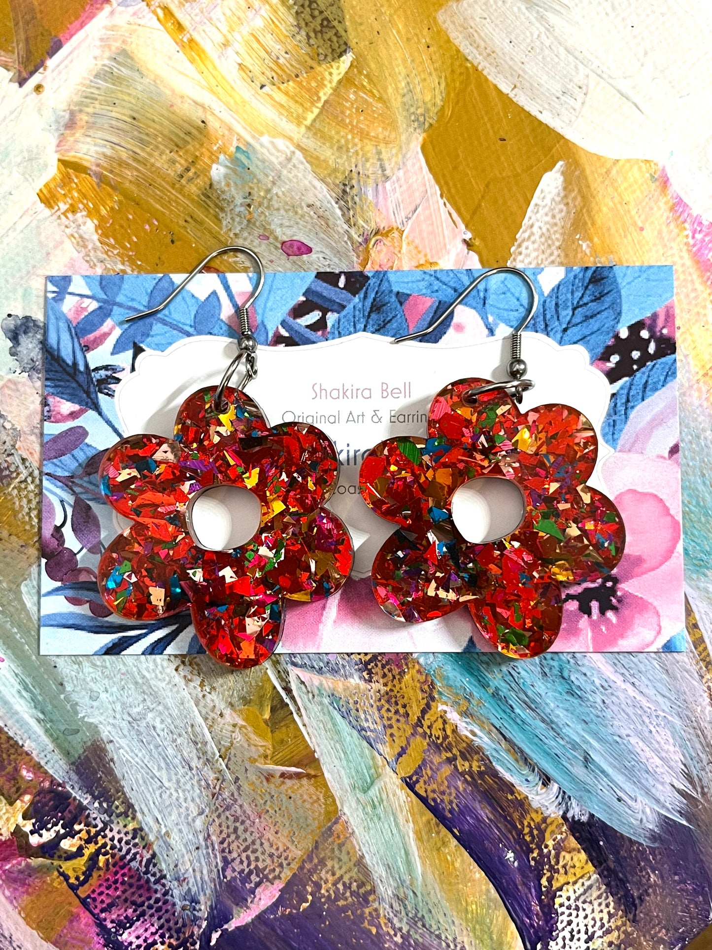 Clown Foil Holographic Flower Hooks