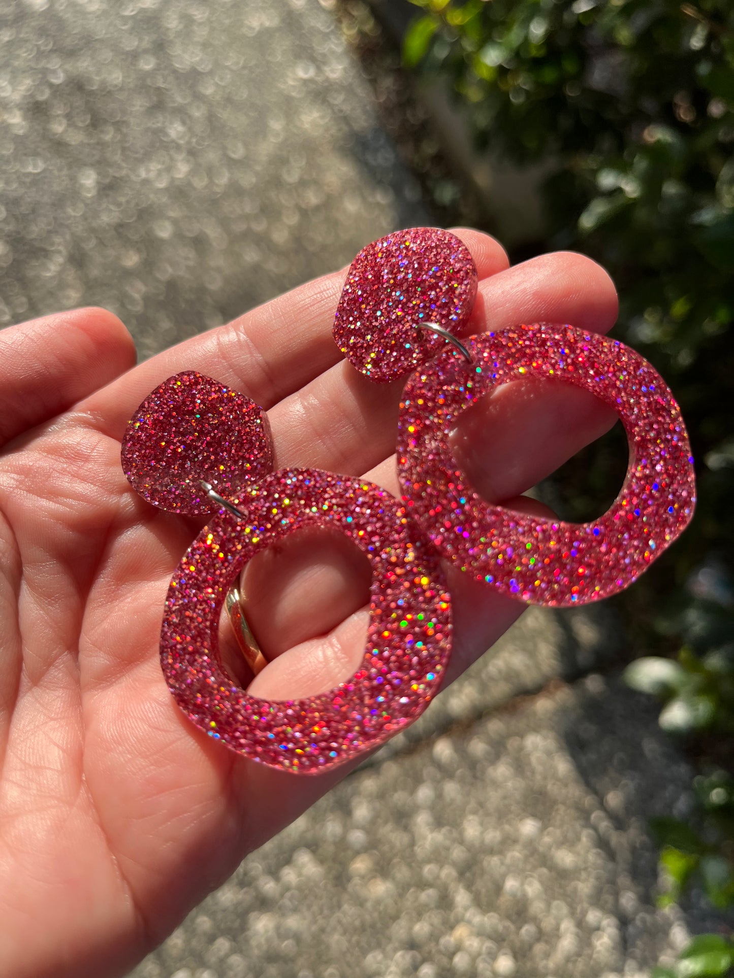 Peachy Pink Glitter sparkle Dangles