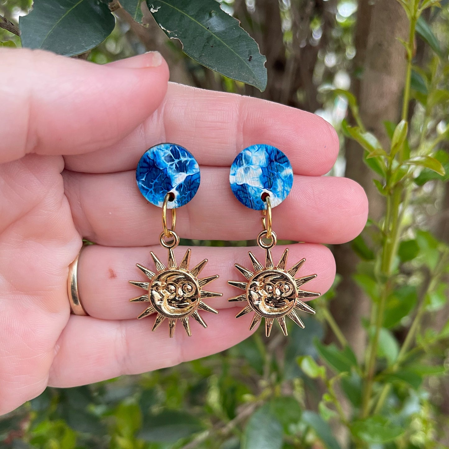 Abstract Arty Sun and Moon Dangles