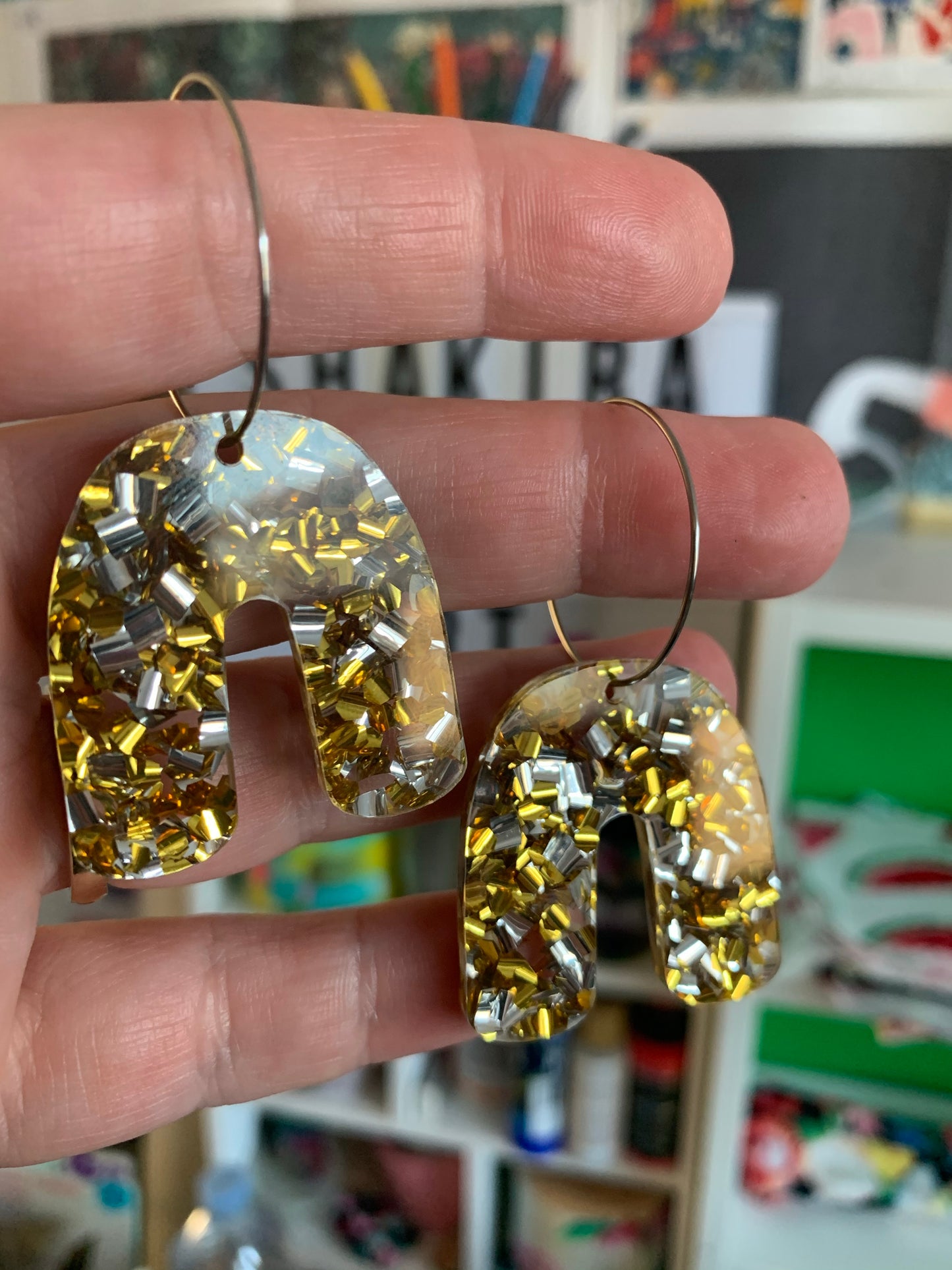 Silver and Gold Arch Hoops