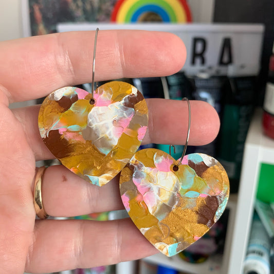 Arty Love Heart Hoops
