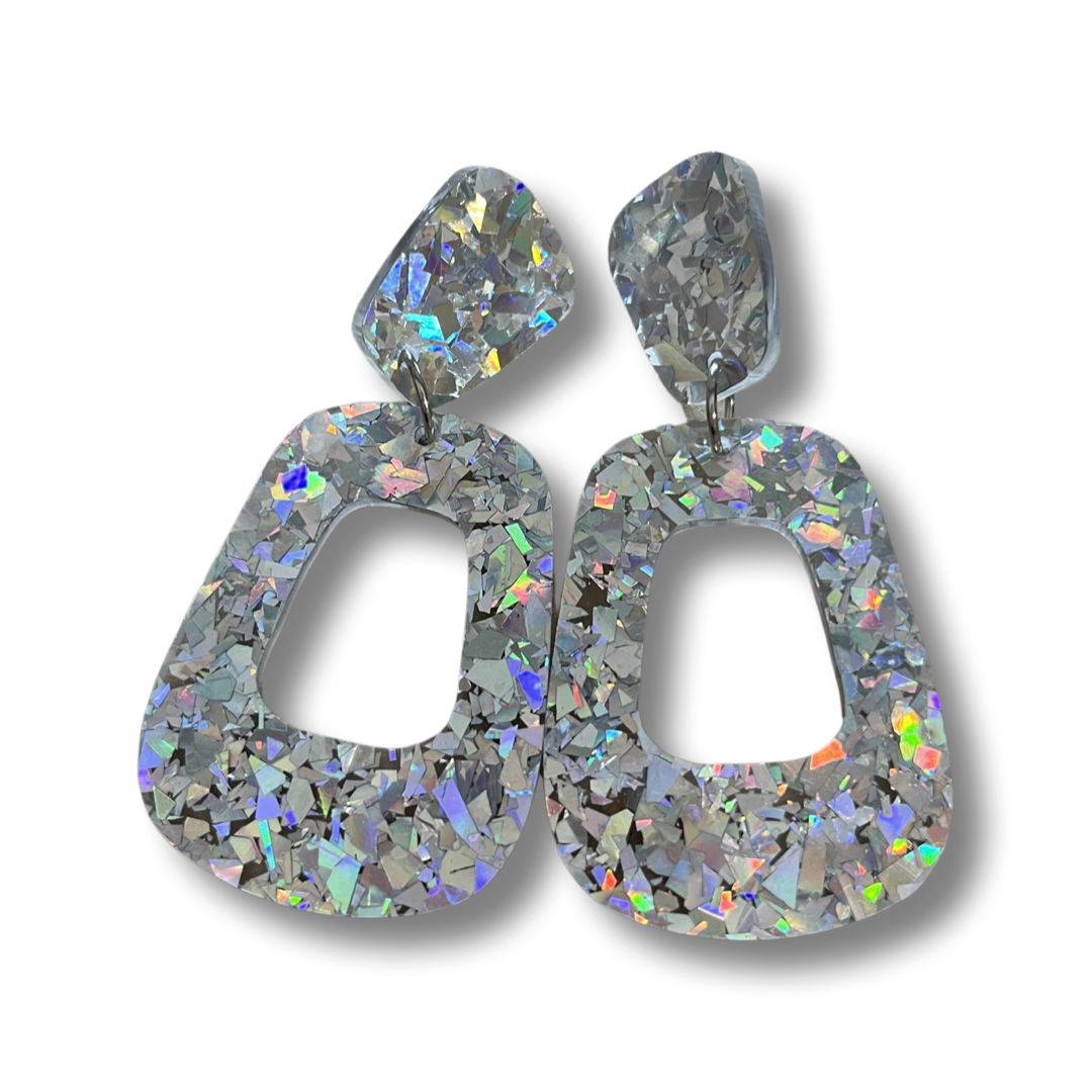 Silver Holographic Dangles