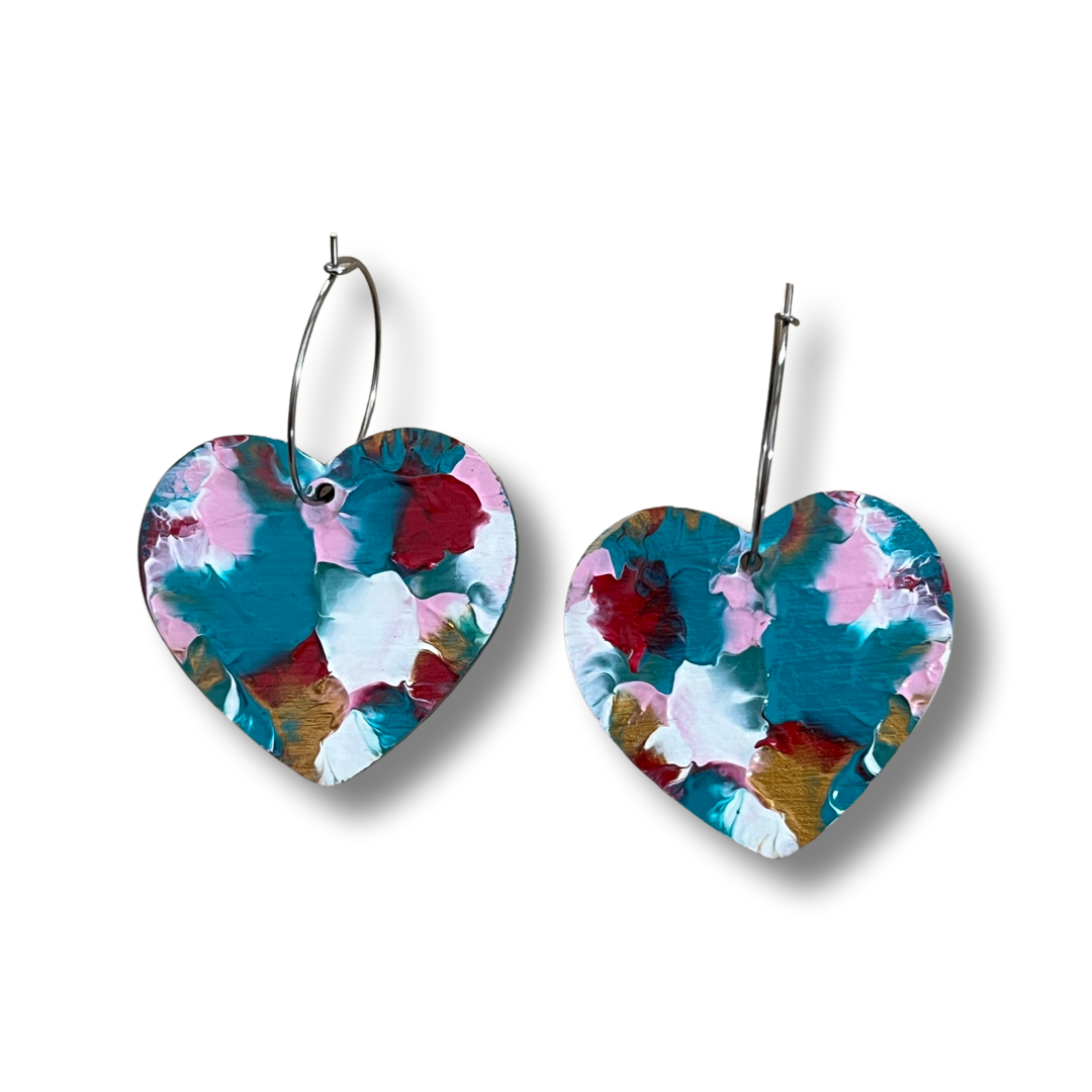 Arty Love Heart Hoops