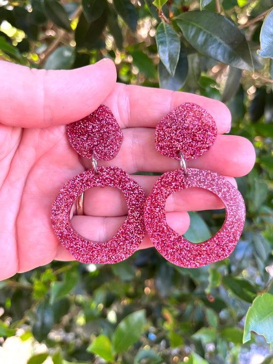 Peachy Pink Glitter sparkle Dangles