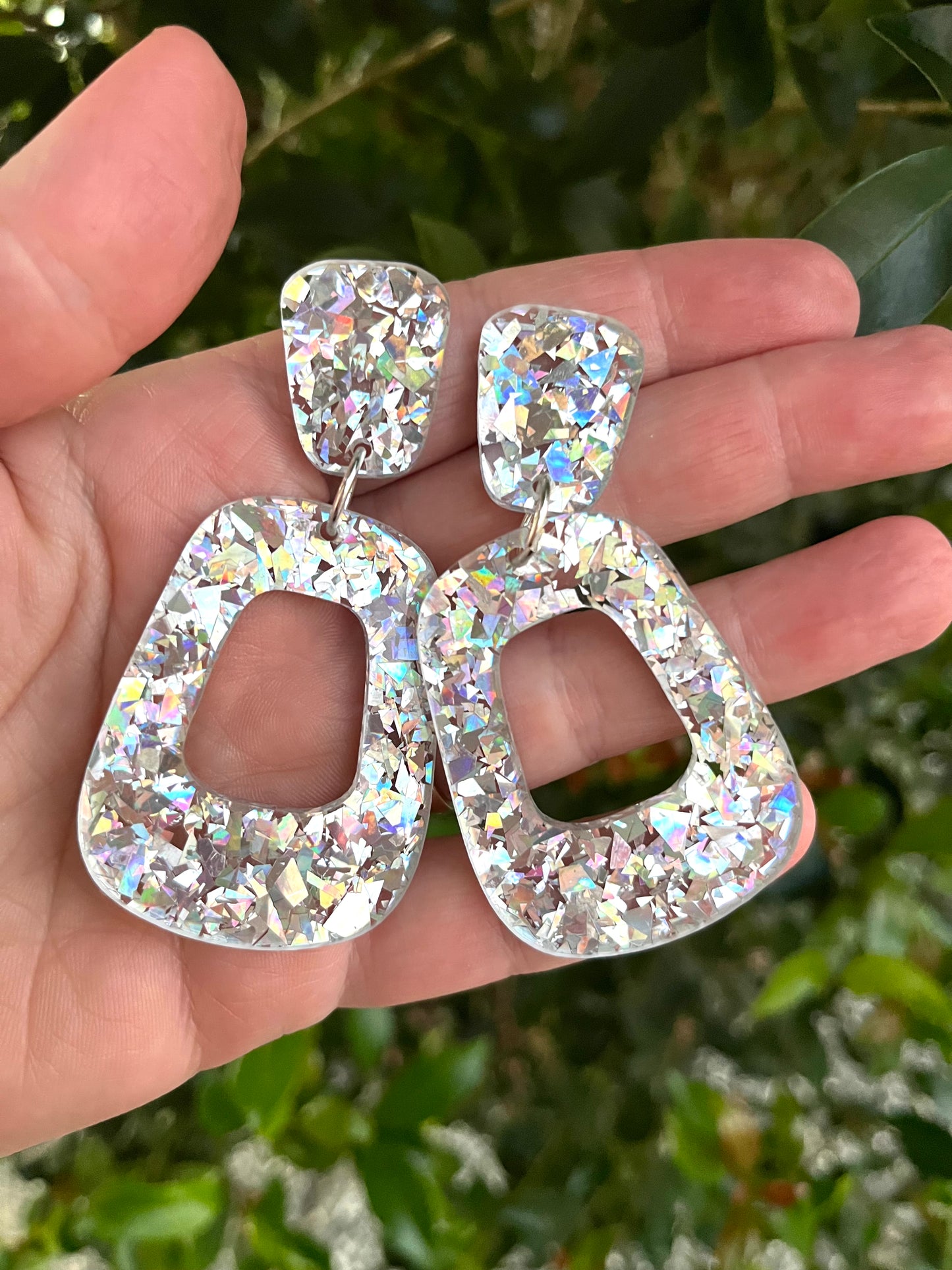 Silver Holographic Dangles