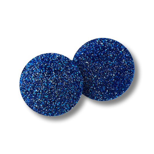 Blue & Silver Glittery Statement Studs