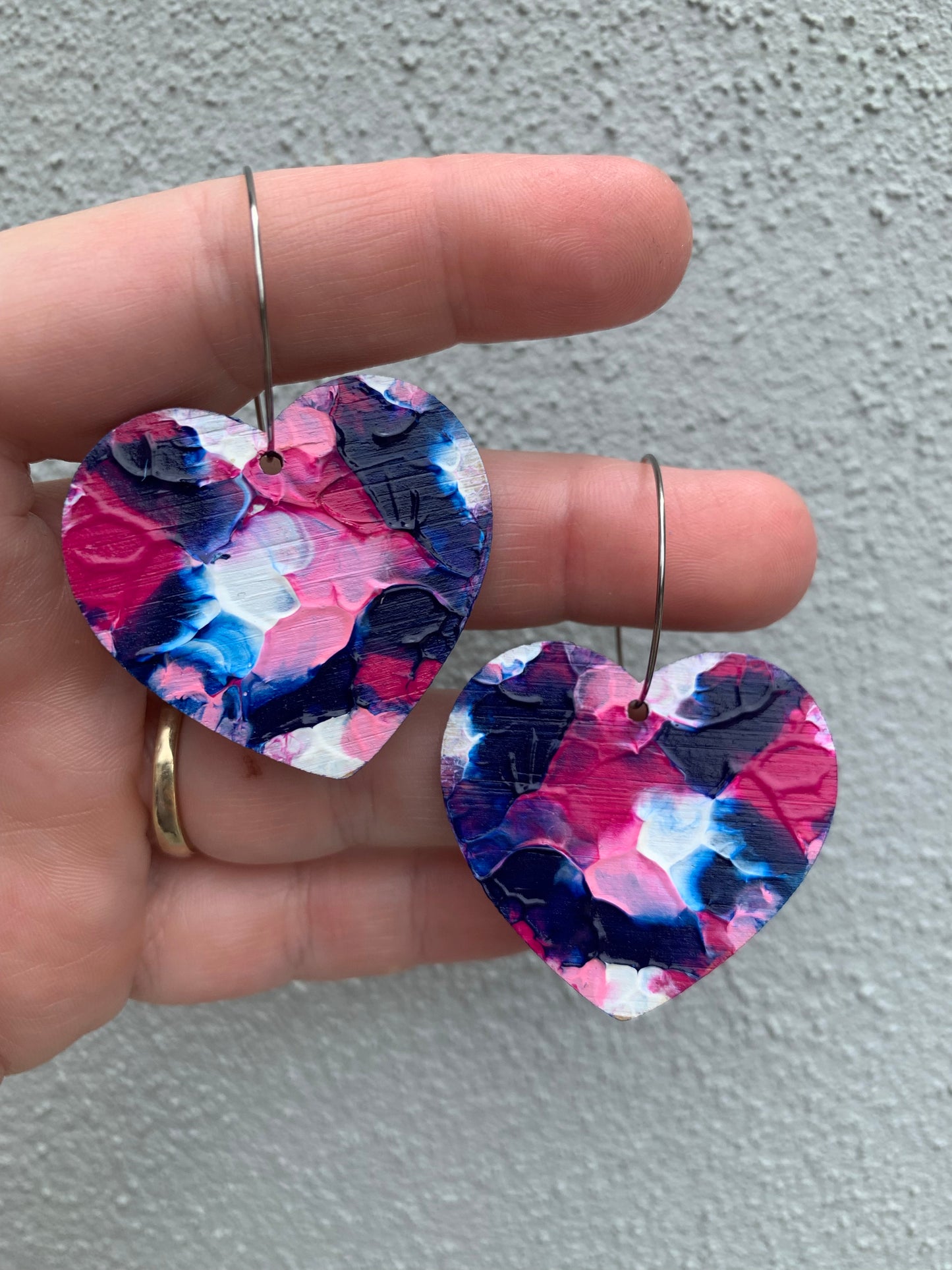 Arty Love Heart Hoops