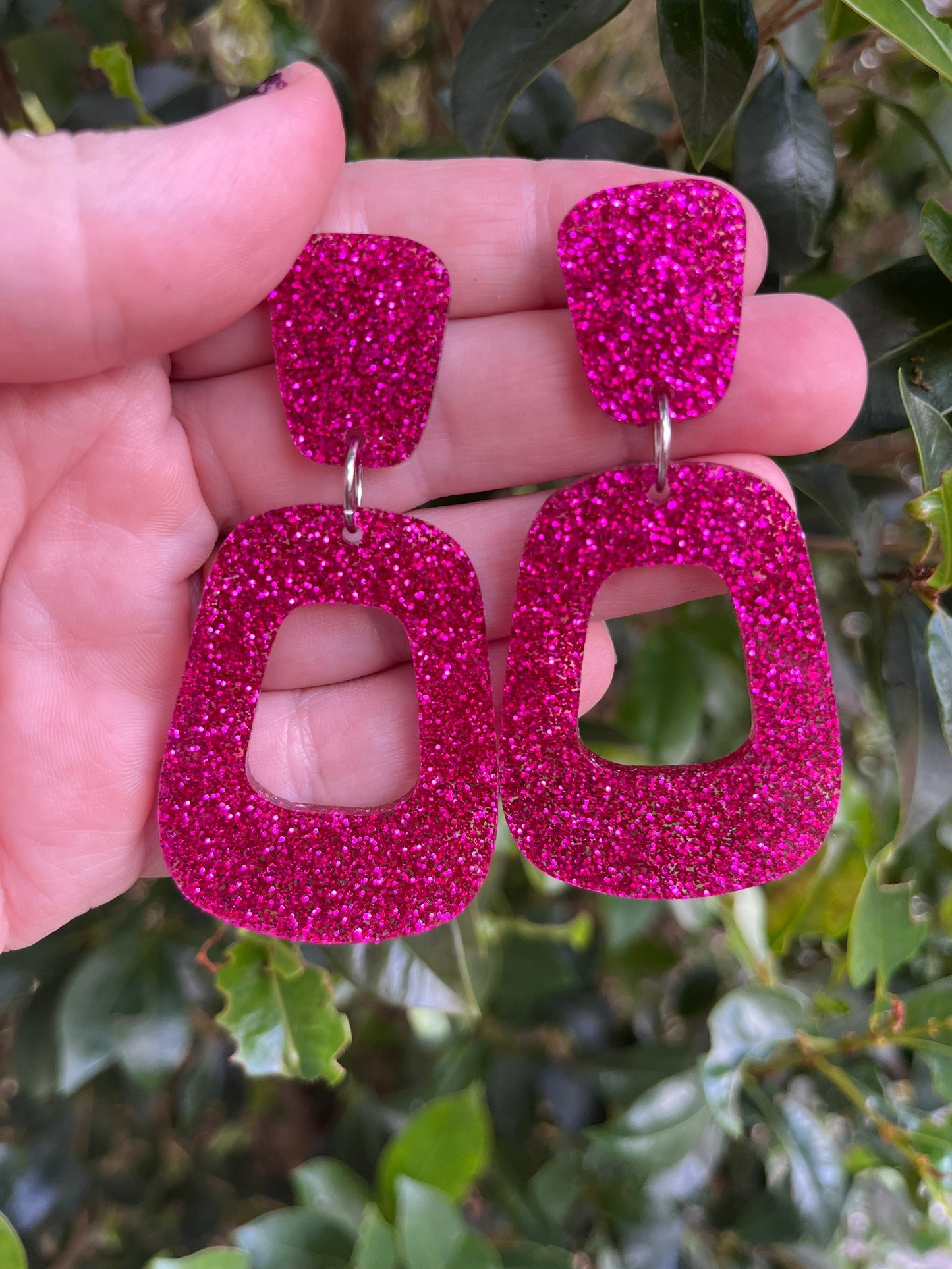 Hot Pink Glitter Dangles